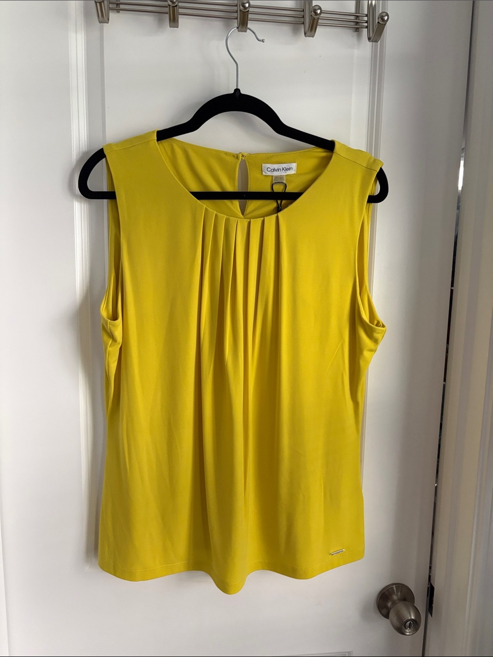 Calvin Klein Bright Yellow Pleated Sleeveless Camisole